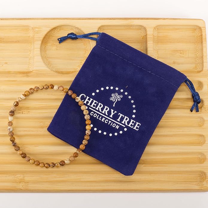 Cherry Tree Collection - Small, Medium, Large Sizes - Gemstone Beaded Bracelets For Women and Men - 4mm Round Beads