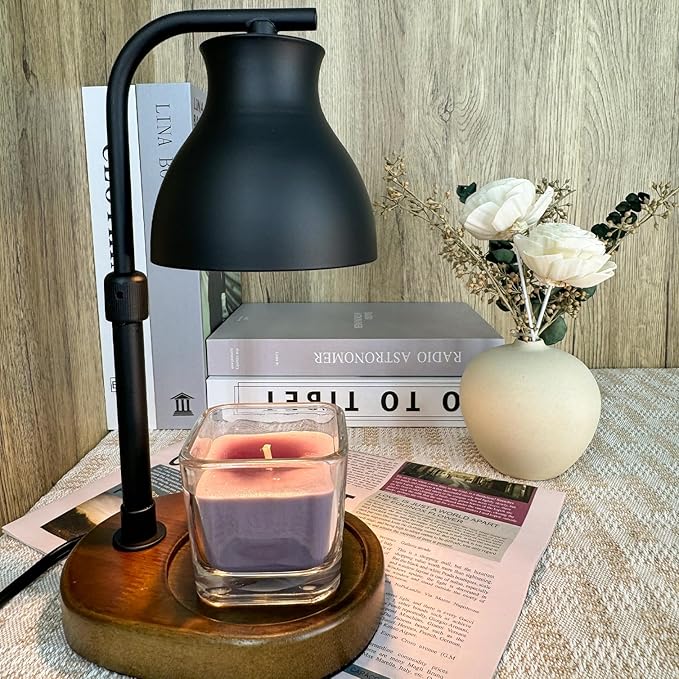 SOKCVSEA Candle Warmer Lamp - Candle Lamp Warmer with Timer Height Adjustable, Birthday Gifts for Mom Women, House Warming Gifts New Home Decor, Wax Melt Warmer with 2 Bulbs A.Black