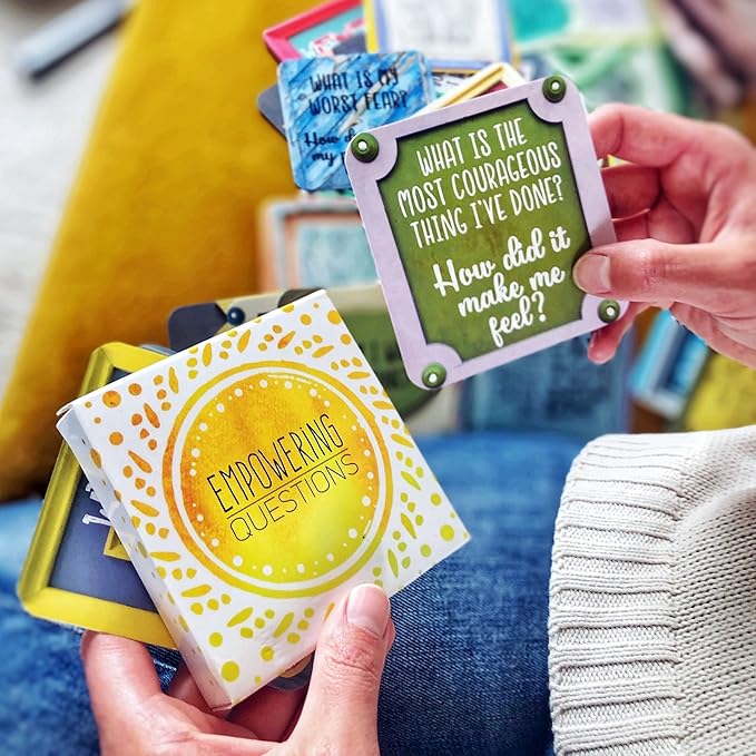 Sunny Present Empowering Questions Cards - 52 Self Care Cards for Mindfulness & Meditation, Writing, or Any Other Process You Choose - The Original Deck
