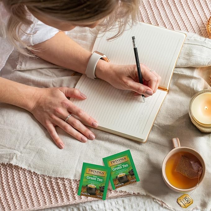 Twinings Pure Green Tea Individually Wrapped Bags, 100 Count (Pack of 1), Smooth & Refreshing, Caffeinated, Enjoy Hot or Iced, 100 Teabags