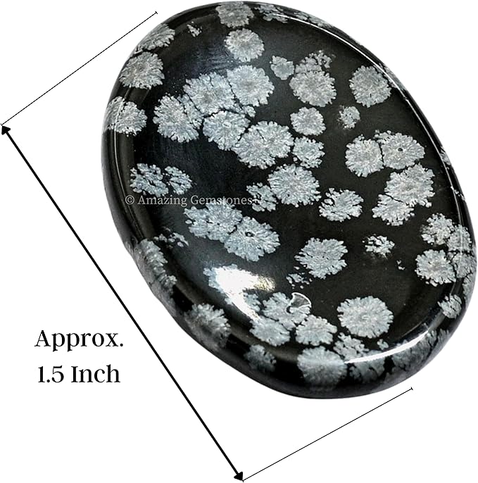 Amazing Gemstone Snowflake Obsidian Worry Stone Crystals and Healing Stones for Stress Relief Gifts - Piedra Crystal Fidget for Meditation - Unique Stocking Stuffers and Birthday Gifts