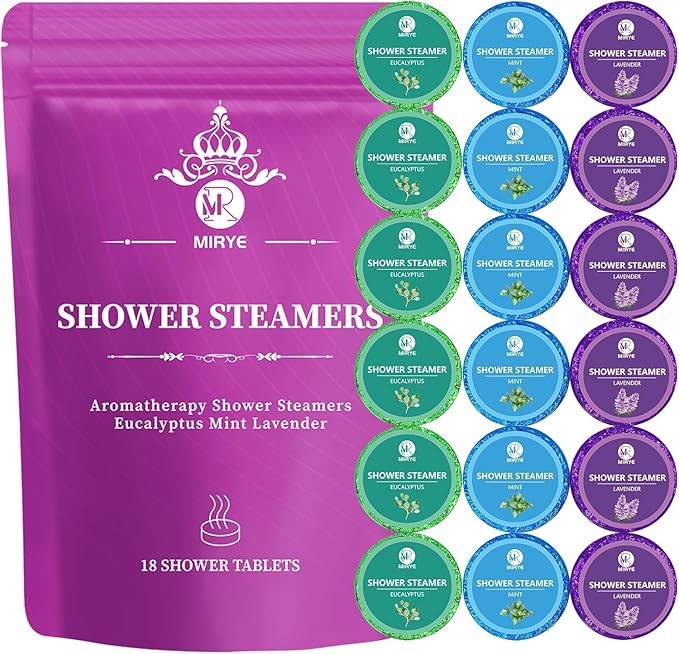 Shower Steamers Aromatherapy Gifts for Women, 18-Pack Organic Eucalyptus Lavender Mint Essential Oil Shower Bombs, Self Care Stress Relief Birthday Gifts for Her/Him, Mother's Day Gifts for Mom
