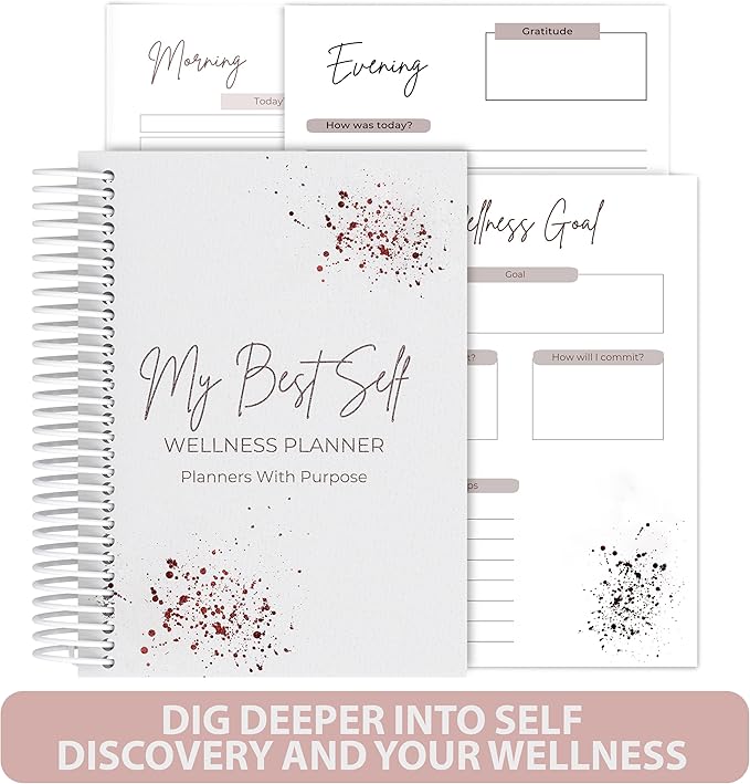 Wellness Journal – Daily Self Care Lifestyle Planner to Support Physical, Mental, & Emotional Health – Guided Prompts Self Love Diary to Practice Gratitude, Reflection, and Goals
