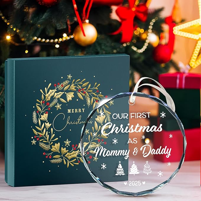 Baby First Christmas Ornament 2025 - Heartwarming Gifts for New Parents, Charming Newborn Christmas Keepsake for Baby Boy or Girl, Ideal for First Time Moms and Dads
