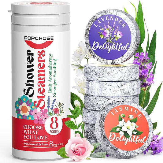 POPCHOSE Shower Steamers Aromatherapy - Self Care & Home SPA Relaxation, 8 Scents Gifts for Women, Mom, Grandma, Wife and Daughter, Birthday Gifts for Women and men, Stocking Stuffers for Teens Adults