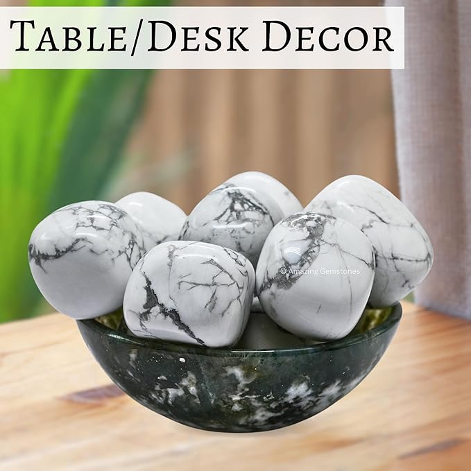 Amazing Gemstone Howlite Crystals and Healing Stones Tumbled - 1 oz African Bloodstone Stone, Healing Stones for Energy Balance, Premium Polished Gems Rocks for Meditation and Wellness