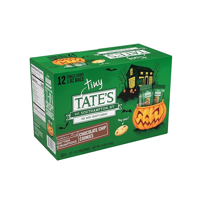 Tate's Bake Shop Tiny Chocolate Chip Cookies, Limited Edition Halloween Cookies, 2 Boxes (24 Total Snack Packs)