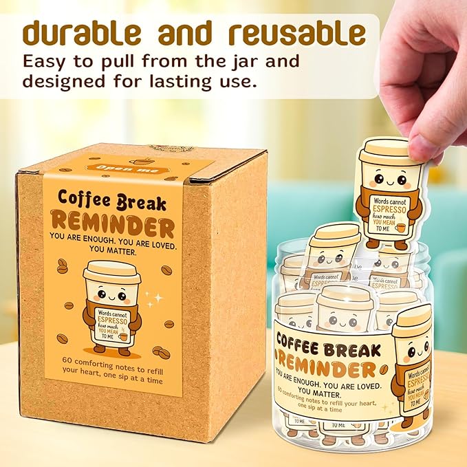Emotional Support Coffee – Funny Coffee Gifts For Men, Women - 60 Positive Coffees Daily Affirmation Cards Jar – Inspirational Gifts for Women - Self Care Gift for Coworkers, Teens, Friends, Boss