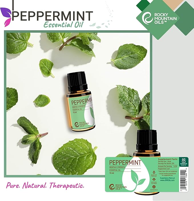 Rocky Mountain Oils Peppermint Essential Oil - Natural Aromatherapy Essential Oils for Diffusers, Topical, and Home - 15ml