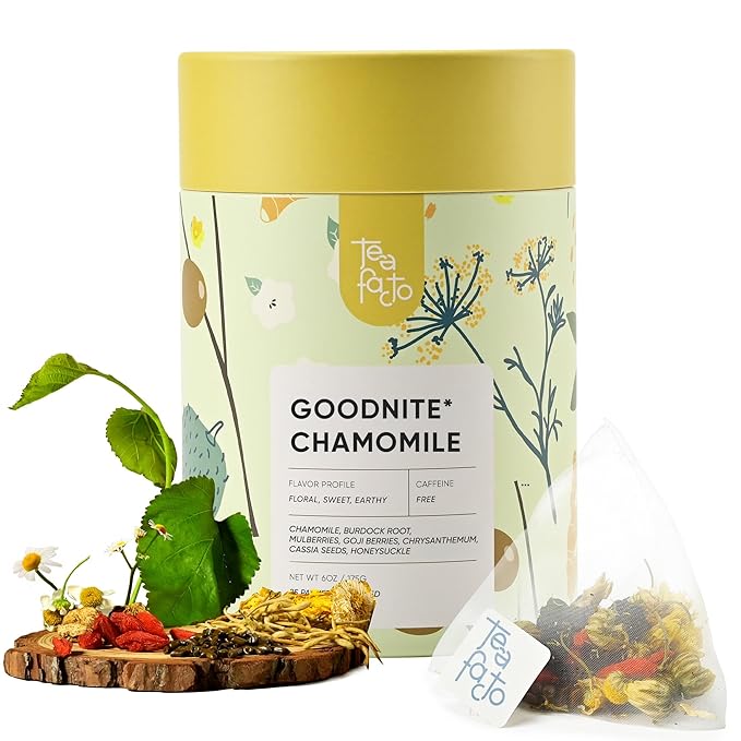 Tea Facto Goodnite* Chamomile Tea Bags with Chrysanthemum Tea for Soothing Comfort - 25 Bulk Pack Goodnight/Chamomile25