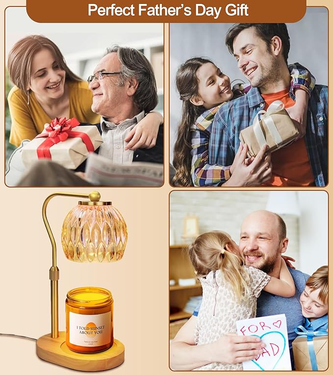 Candle Warmer Lamp, Adjustable Height Gold Candle Warmer Lamp with Timer Dimmer, Birthday Gifts for Women Mom, Dad and Fathers, House Warming Gifts New Home Room Decor, Scented Wax Candle Melt Warmer