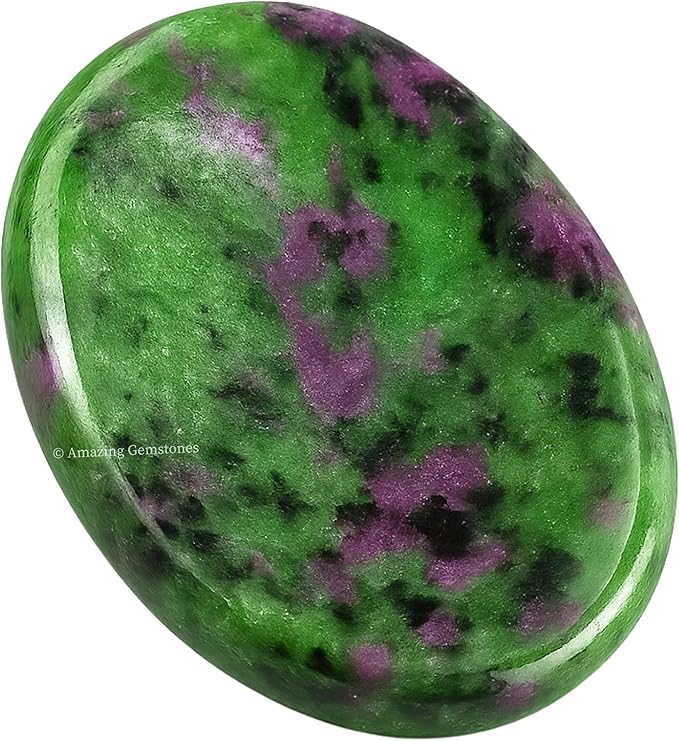 Amazing Gemstone Ruby Zoisite Worry Stone Crystals and Healing Stones - Worry Stones for Stress Relief Gifts - Piedra Crystal Fidget for Meditation, Relaxation - Unique Stocking Stuffers