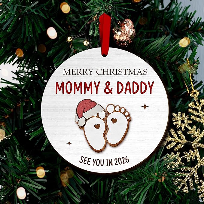 Pregnancy Gifts for Expecting Mom Dad - Pregnancy Announcement for Husband Wife, Gender Reveal gift, Baby Announcement Gifts - mom to Be, Pregnant gift, New Mommy Daddy, New Parents Ornament