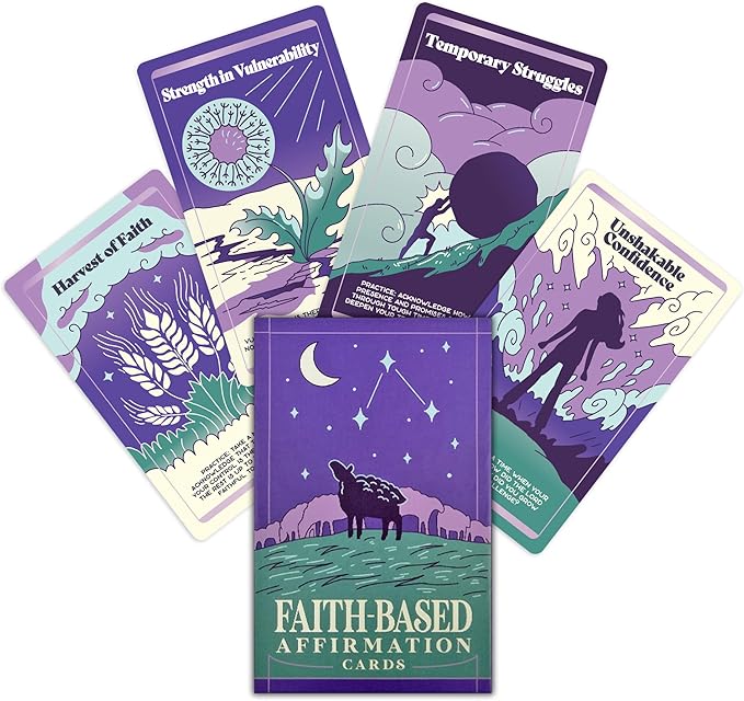 PURPLE CANYON Faith-Based Affirmation Cards – Daily Scripture & Prayer Cards with Bible Verses | Christian Gifts for Women’s Encouragement & Inspiration | 52-Card Deck