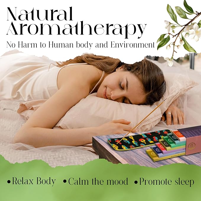 Raajsee Natural Incense Sticks Variety Pack with Incense Stick Holder, Pack of 6 Organic Insence Sticks,120 Inscents-Sticks, Meditation Gifts for Spiritual Cleansing - Organic Incense Sticks Non Toxic