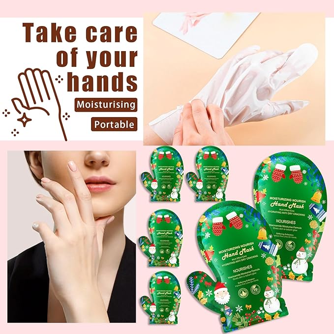 6 Pairs Hand Mask for Dry Cracked Hands,Nourishing Moisturizing Gloves,Hands Moisturizer for Deep Moisturizing,Silky Smooth Moisturizing Gloves,Hand Care Mask Set(O)