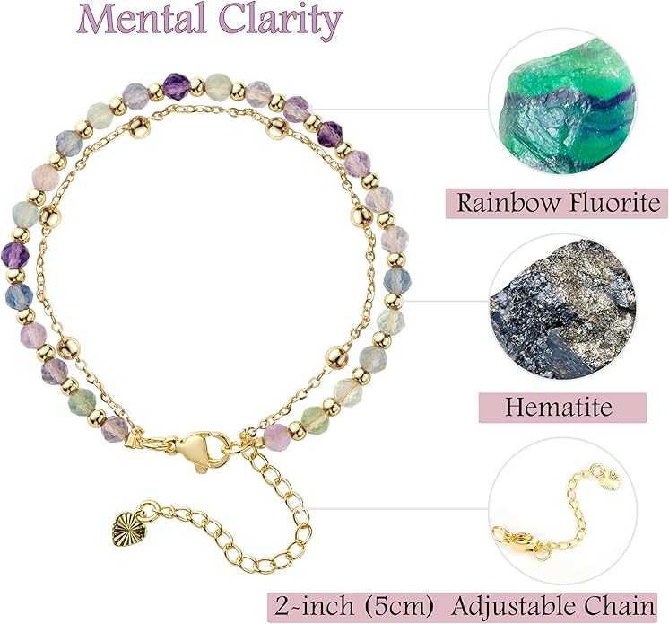 Farfume Crystal Bracelet Beaded Bracelets for Women 4mm Natural Stone Beads Gemstone Handmade Anxiety Jewelry Gifts