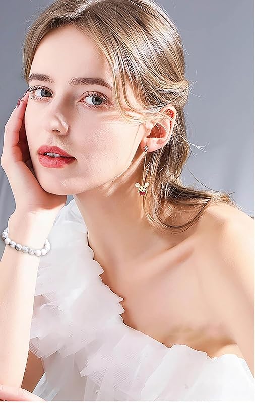 AD Beads Handmade Gemstone Stretch Elastic Bracelet Crystal Healing Reiki Nature's Beauty and Spiritual Essence Unisex (12mm, Howlite (Calmness for Sleep))