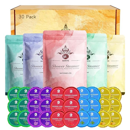 Shower Steamers Aromatherapy, 30-Pack Shower Steamer for Women Men, Shower Bombs with Essential Oils Stress Relief and Self Care, Birthday Gift for Mom, Dad, Wife, Daughter, Son, Friends