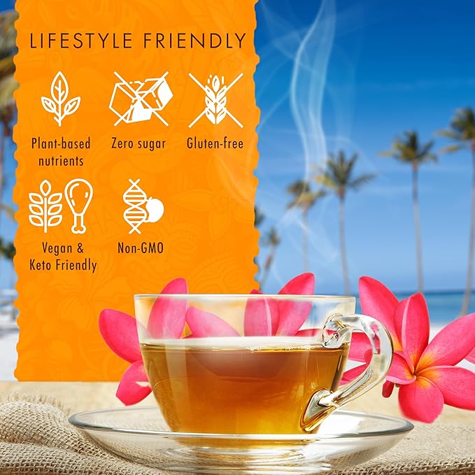 Olena Turmeric Tea, Herbal Green Tea Blend, All-Natural and Antioxidant-Rich For Wellness with Ginger and Black Pepper, Vegan and Keto-Friendly, 20 Bags - Hawaiian Natural