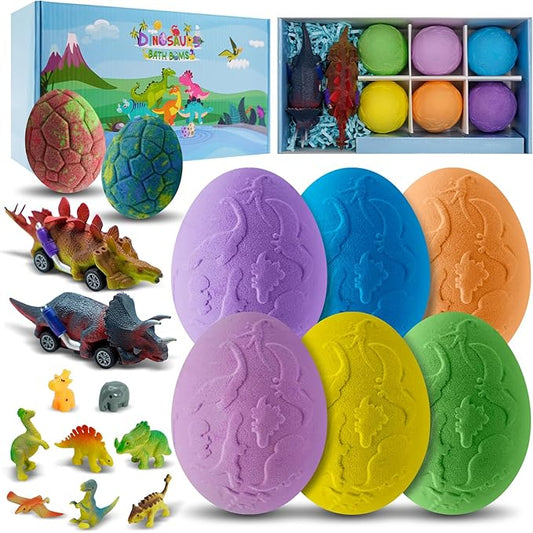 Bath Bombs for Kids with Dinosaur Toys Inside, 8 Pack XXL Large Dinosaur Bath Bombs Bubble Bath Gift Set, Perfect Birthday Christmas Easter Dino Toys Gifts for Kids 3-12, Girls and Boys