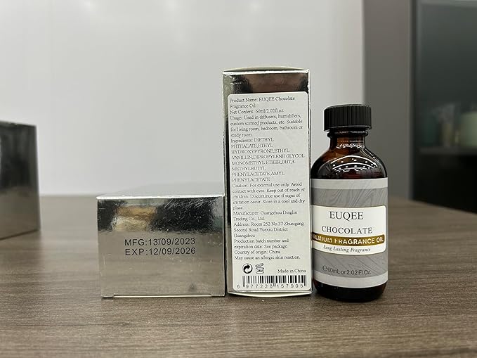 EUQEE Chocolate Fragrance Oil, 2.02 Fl oz/60 ml Premium Grade Fragrance Essential Oil with Glass Dropper for Diffusers, Soap & Candle Making, Bath Bombs