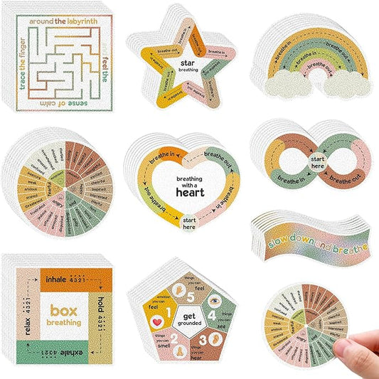 Libima 72 Pieces Anxiety Sensory Stickers Textured Stickers Fidget Mindfulness Sticker School Counselor Supplies Adult Sensory Items Anxiety Relief, 9 Styles (Vintage Color)