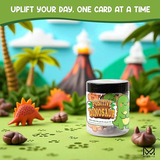 Positive Dinosaur Jar, Inspirational Dinosaur Gifts for Teens Girls Boys, 60 Affirmation Cards for Women, Teens, White Elephant Gifts, Teen Girl Gifts Trendy Stuff
