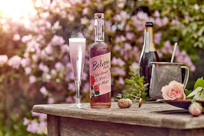 Belvoir Elderflower & Rose Cordial 500ml (Elderflower & Rose, Pack Of 1) – Floral Drink Mix, Made with Natural Elderflower and Rose Extracts, Perfect for Cocktails and Refreshing Drinks