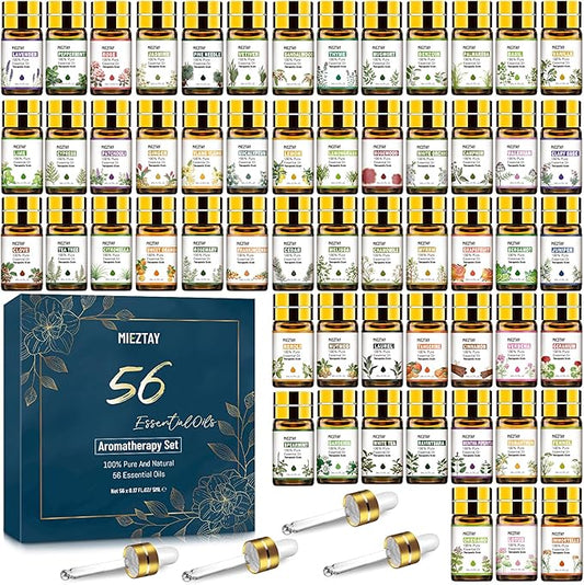 Essential Oils Set - 56 Pcs Premium Essential Oil Kit for Candle Making, Diffusers, Massages, Aromatherapy, Skin Care, 56x5 ml(0.17fl.oz
