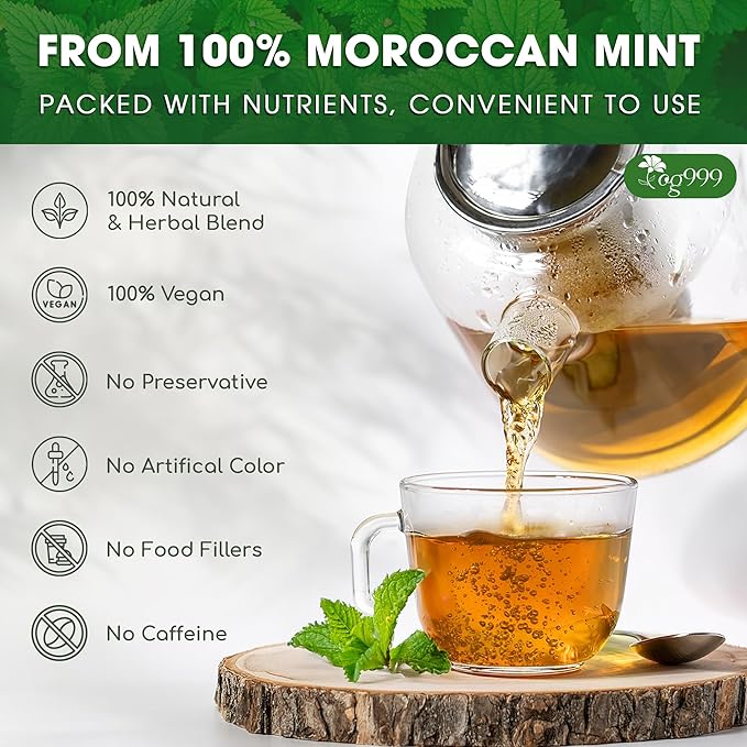 TOG999, Premium Moroccan Mint Green Tea | 60 Tea bags | Traditional Green Tea with Spearmint ā Refreshing Flavor, Premium Quality Herbal Blend. Gluten-Free. Vegan