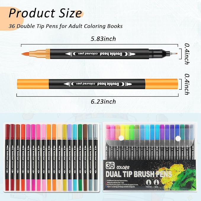 2Pcs Adult Coloring Books with 36 Colors Markers, Mandala Adult Coloring Book for Women Relaxation with 48 Patterns, Colors Markers Set, Anxiety Relief Mindfulness Gifts Original & Hand Drawn