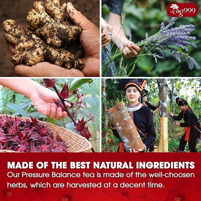 Upgraded Pressure Balance Herbal Tea - 40 Tea Bags, 3.5 oz | Heart Functional Tea | Blend of 9 Natural Herbs | Caffeine-Free, Sugar-Free, Vegan-Friendly (40 Tea bags - 3,5 oz)