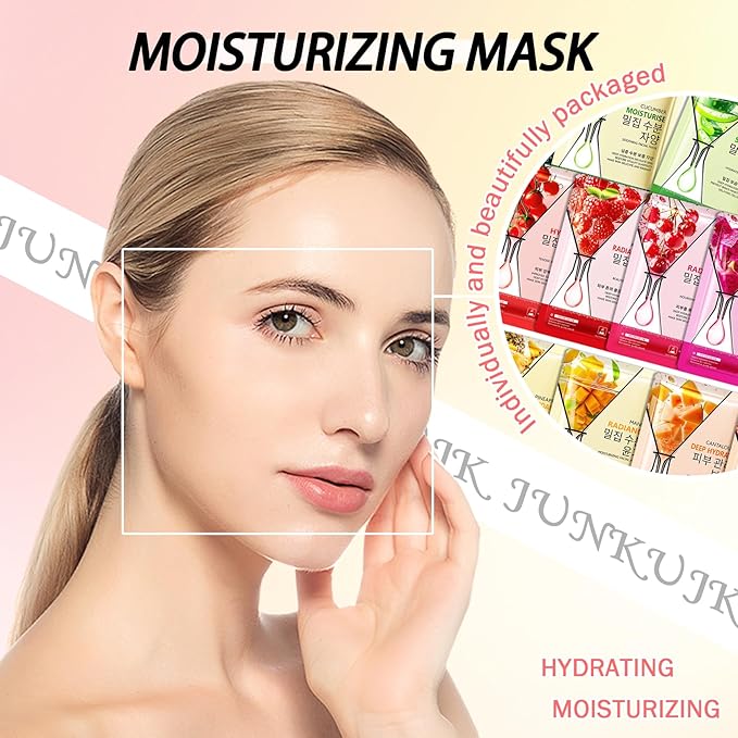 15PCS Hydrating Facial Sheet Mask,Moisturizing Face Masks Skincare Gift Set,Long Lasting Face Mask Skin Care & Facial Mask Kit for All Skin Types 15
