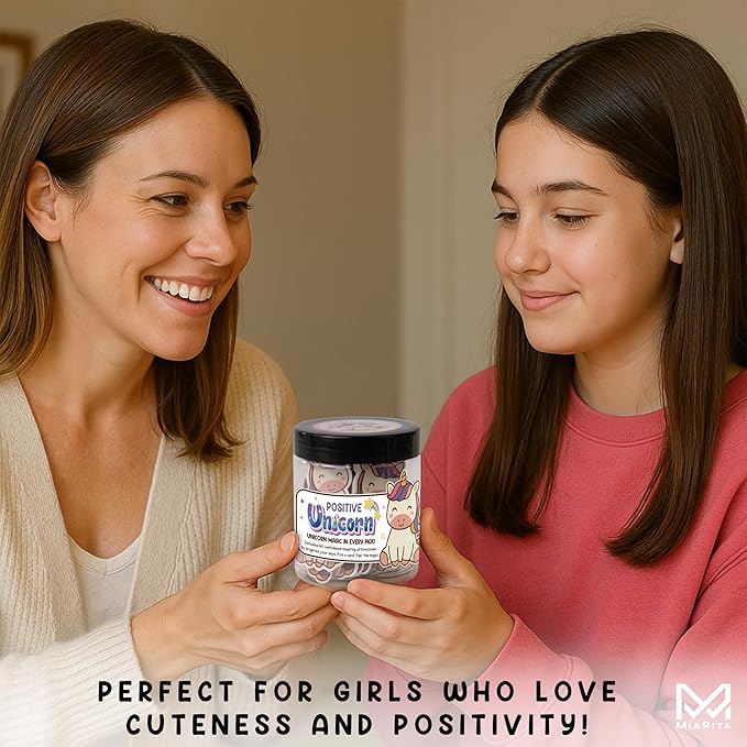 Positive Unicorn Jar, Emotional Supports Unicorns 60 Affirmation Cards, Back to School Gifts for Girls Teacher, Birthday Gift for Women Teen Girls, Friends Daughter Mom Wife, Unicorn Desk Decor