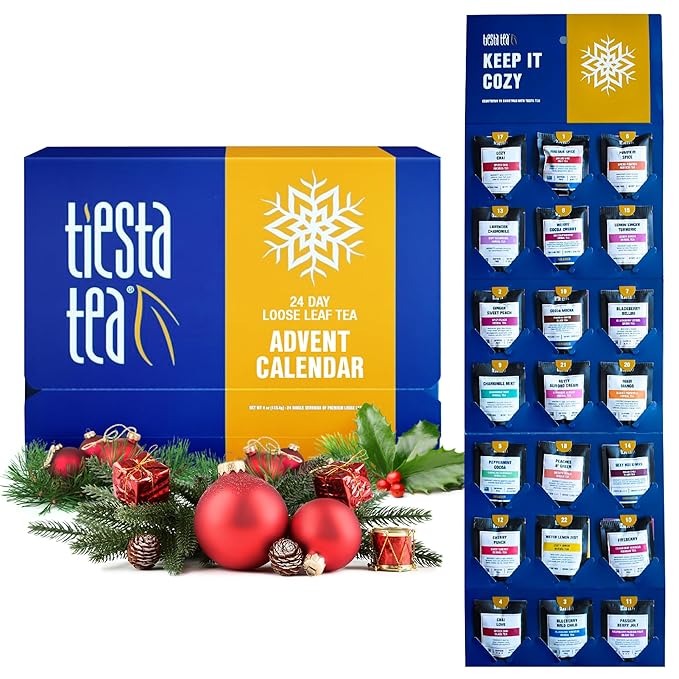 Tiesta Tea Advent Calendar 2025, Loose Leaf Herbal Tea Variety Pack, 24 Exquisite Loose Leaf Blends for Brew Lovers, Box of Herbal and Fruit Infusions, Hot or Iced, Holiday Gift Set Package