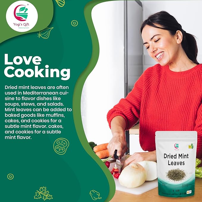 Dried Mint Leaves 1 LB | Peppermint Leaves For Tea & Savoury | Non-GMO, Ethically Sourced, Cut & Sifted | Bulk Tea Loose Leaf - Yogi’s Gift®