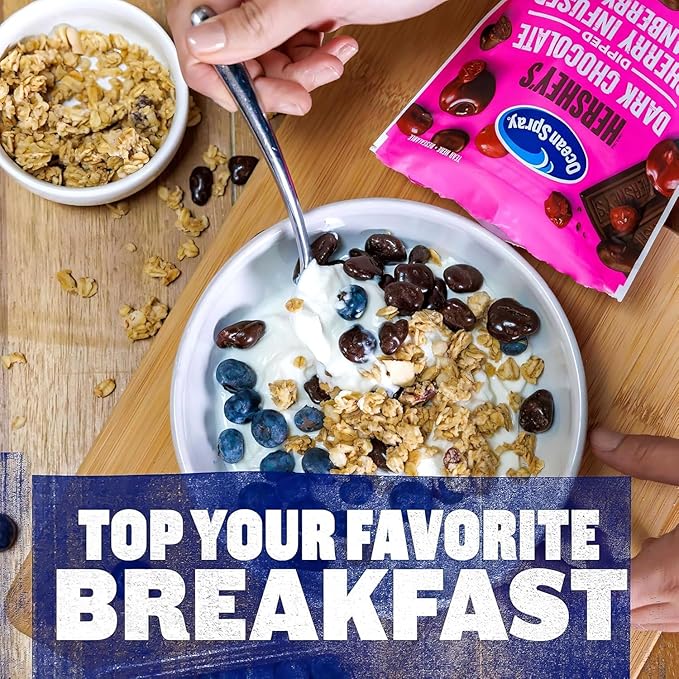 Hershys Ocean Spray 20oz 1 packs - Dark Chocolate Candy Dipped Cherry Infused Cranberry Bites, Chocolate Covered Cherries - Dark Chocolate Covered Sweetened Dried Cranberries