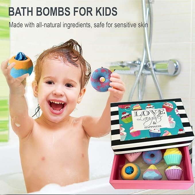 Bath Bombs for Girls – 6 Organic Bath Bombs Gift Set with Natural Ingredients, Aromatherapy Bubble Bath Fizzy for Kids, Teens, Women – Skin Moisturizing Bathbombs for Girls Ages 8-12, Lush Spa Kit