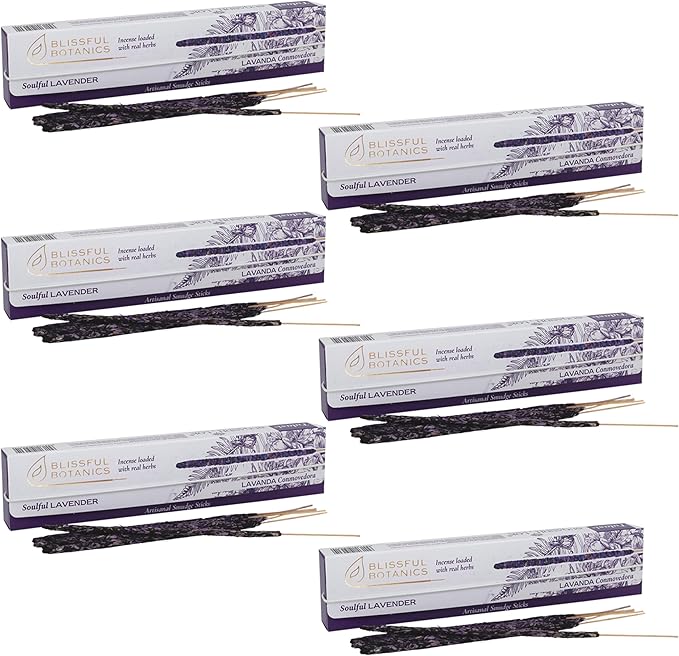 Tulasi Lavender Smudge Incense Sticks Pack – 48 Natural Smudge Sticks (6 Boxes x 8) | Long Burning (55 Min) | Aromatherapy, Spiritual Cleansing, Meditation, Air Purifying Incense | Thanks Giving