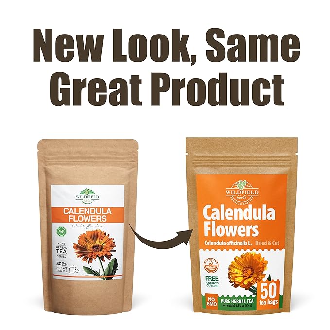 50 Bags Calendula Tea Dried Calendula Flowers Herb Herbal Tea - 50 Count 1.5 g Flower Herb