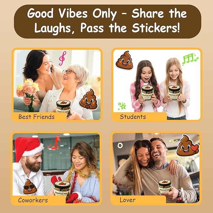 Positive Poo Affirmation Jar β 60 Funny Affirmation Cards, Uplifting Daily Positivity Jar, Cute Gag Gifts for Women, Teens, Men, Unique Self-Care Inspirational Gifts, Birthday & Office Decor