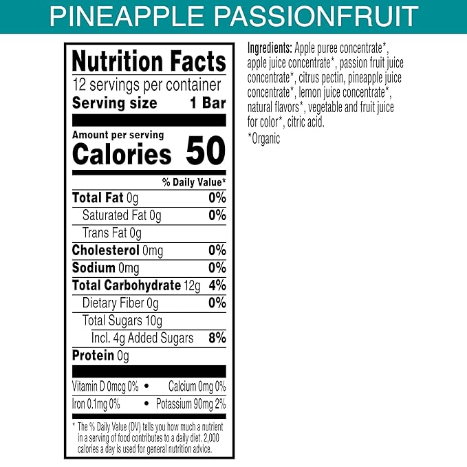 Pure Organic Layered Fruit Bars, Gluten Free, Vegan Fruit Snacks, Variety Pack, 12.4oz Box (24 Bars)