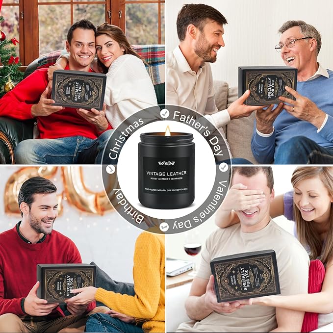 6 Pack Candles for Home Scented Aromatherapy Candles Gifts Set for Mens, Men Candle Set, 42 oz 300 Hour Long Lasting Candles, Gifts for Men, Birthday, Anniversary Present