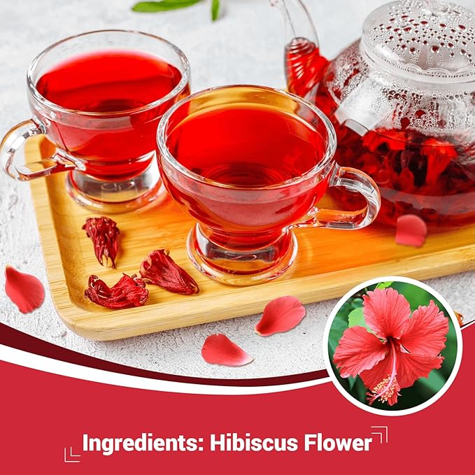 Hibiscus Tea Bags, Hibiscus Flower Herbal Tea - Caffeine & Sugar Free, 120 Teabags