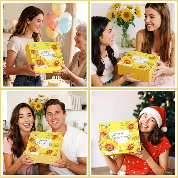 Golray Sunshine Gift Baskets for Women, Unique Birthday Gifts for Women, Self Care Spa Gifts for Her Best Friends Bestie Sister Mom Female,Get Well Soon Thinking of You Care Package