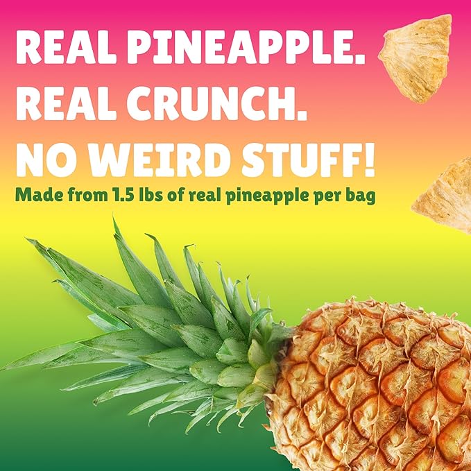 BranchOut Pineapple Chips, No Sugar Added, Real Dried Pineapple Chunks, GentleDry, Better than Freeze Dried Pineapple, Healthy Vegan Halloween Fruit Snacks for Kids & Adults, 1.5 oz (Pack of 8)