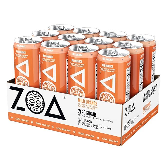 ZOA Zero Sugar Energy Drinks, Tropical Taste Pack - Sugar Free with Electrolytes, Healthy Vitamin C, Amino Acids, Essential B-Vitamins, and Caffeine from Green Tea - 12 Fl Oz (Pack Of 36)