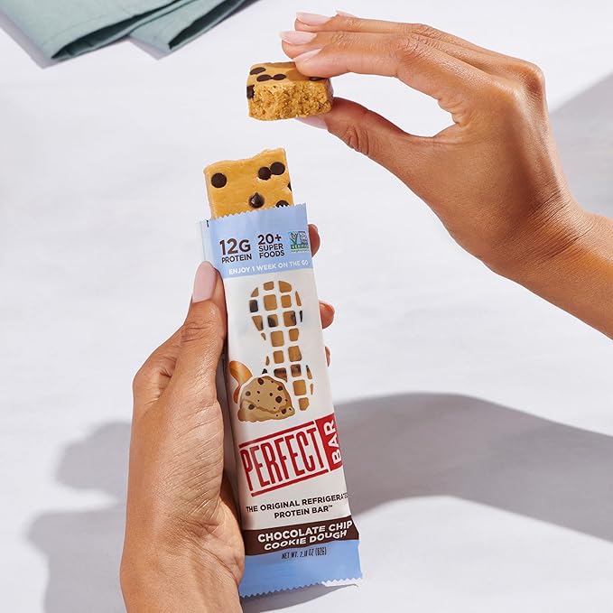 Perfect Bar, Chocolate Chip Cookie Dough Protein Bar, Gluten Free, Soy Free, Non GMO, No Sugar Alcohols, 2.2 Ounce Bar, 10 Count
