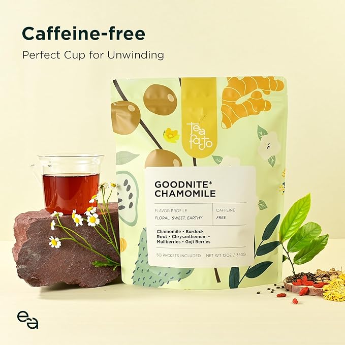 Tea Facto Goodnite* Chamomile Tea Bags with Chrysanthemum Tea for Soothing Comfort - 50 Bulk Pack
